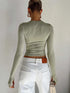 Women’s Long Sleeve Crew Neck Crop Top with Thumb Holes Slim Fit Solid Knit T-Shirt for Summer Streetwear and Casual Outfits